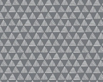 Blender Cotton Fabric by the Yard - Purrfect Day Triangles Gray - Riley Blake C9904-GRAY