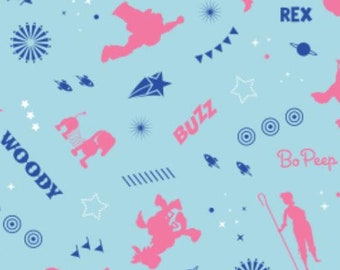 Toy Story Fabric by the Yard - Toy Story 4 Toy Toss Light Blue - Camelot 85410310-2