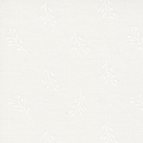 White-on-White Cotton Fabric by the Yard - Coriander Seeds Sprigs Leaves White on White - Corey Yoder for Moda 29145-11