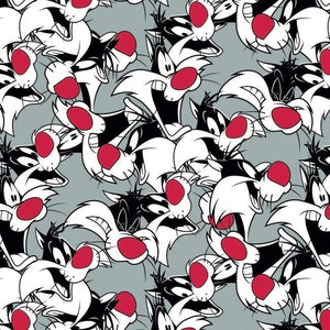 Looney Tunes Cotton Fabric by the Yard - Looney Tunes II Sylvester Expressions Gray - Camelot 23600169-1