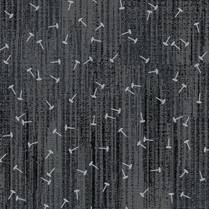 May include: A seamless pattern of small, silver-colored nails scattered randomly on a dark gray, textured background.