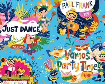 Paul Frank Cotton Fabric by the Yard - Julius Carnival Allover