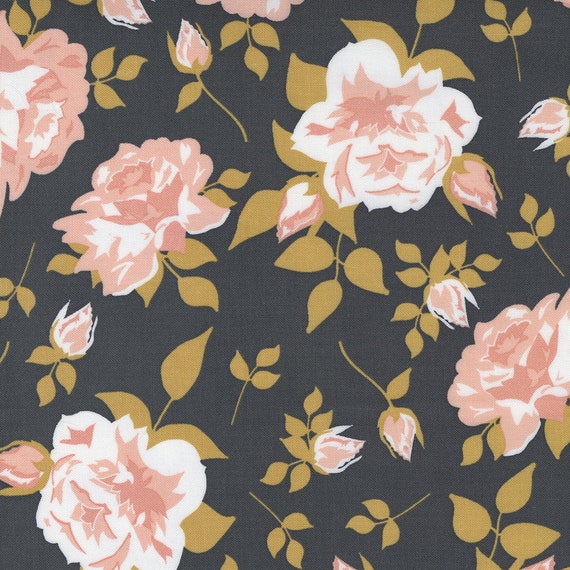 Floral Cotton Fabric by the Yard Midnight in the Garden Etsy