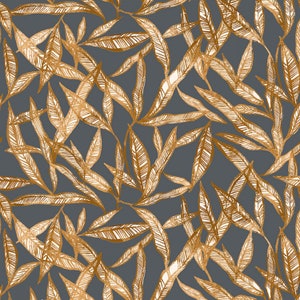 Floral Cotton Fabric by the Yard - Let&#39;s Get Wild Safari Leaves Slate - Dear Stella DCJ2143SLATE