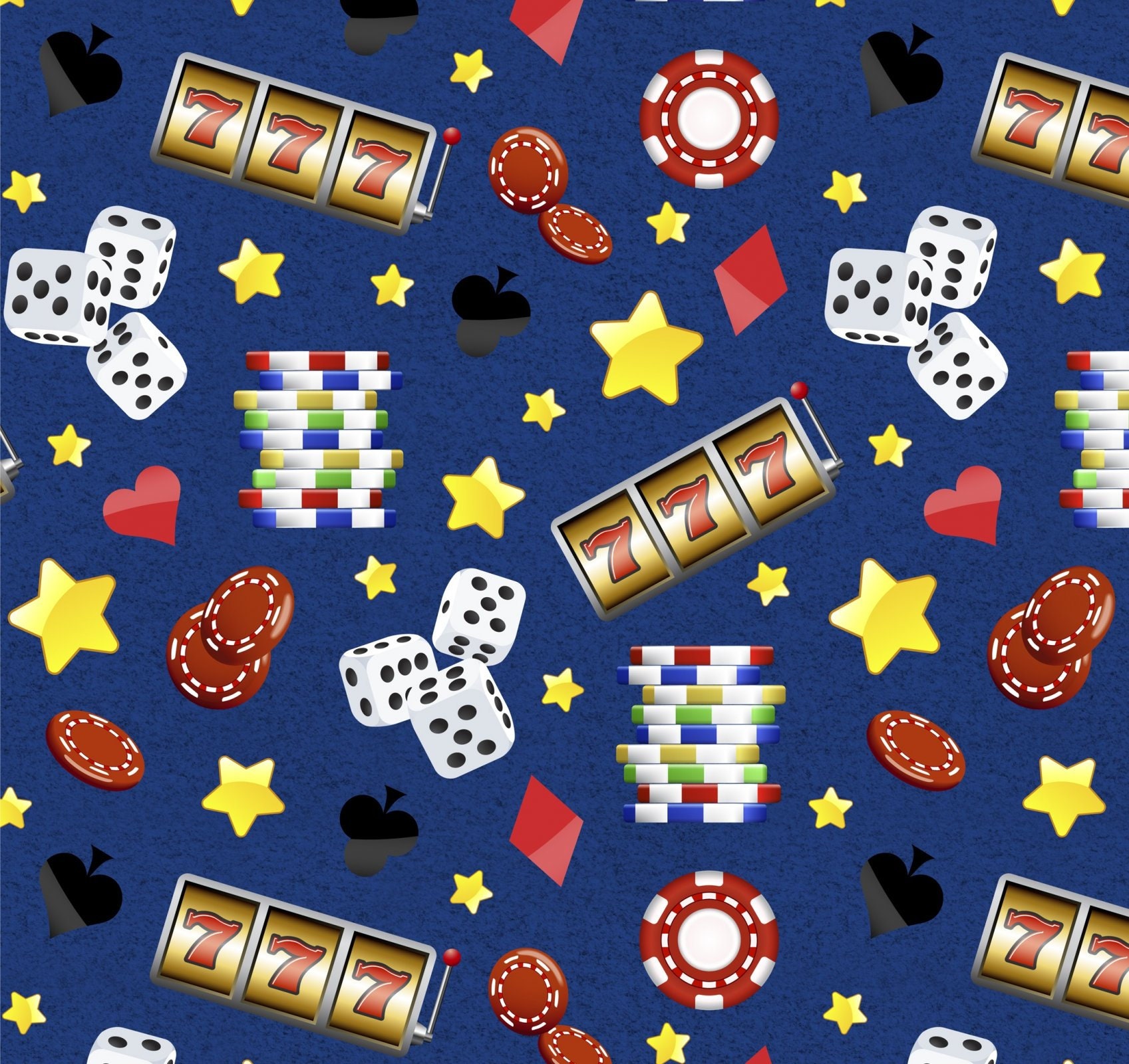 Poker Fabric by the Yard Casino Fun Casino Stars Blue Etsy