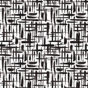 Brushstroke Cotton Fabric by the Yard - Around the Block Paintbrush Plaid Black - Camelot 21230205-1