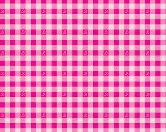 Barbie Cotton Fabric by the Yard - Barbie World Collection Barbie Gingham Hot Pink - Riley Blake C15024-HOTPINK