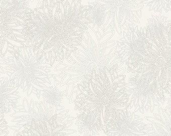 Floral Cotton Fabric by the Yard - Floral Elements Chalk - Art Gallery FE-548