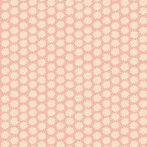 May include: A pink background with a repeating pattern of cream-colored, star-shaped designs.