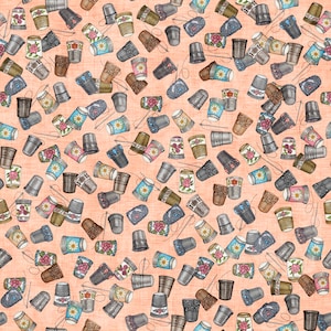 Sewing Thimble Cotton Fabric by the Yard - Just Sew Thimbles Pink - QT Fabrics 1649-29231-C