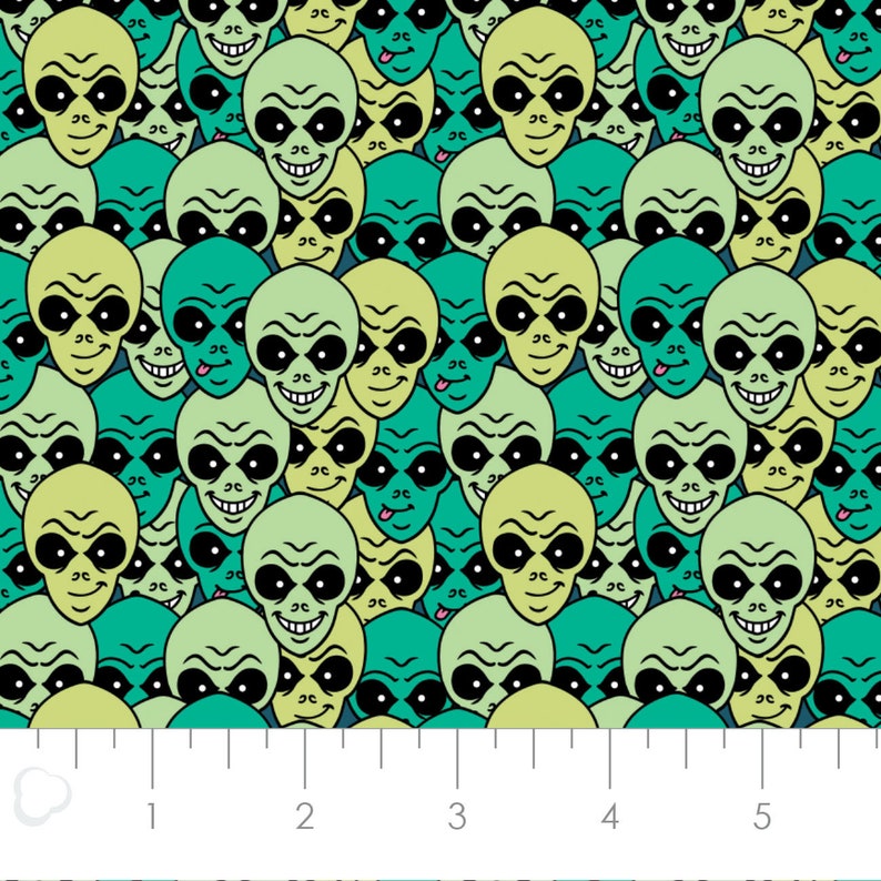 Alien Cotton Fabric by the Yard - I Want to Believe Extraterrestrials ...