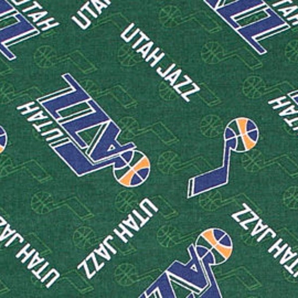 Utah Jazz Fabric by the Yard - Tone on Tone Green - Camelot 83UTA0002-01 MULTI