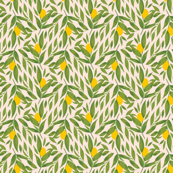 Kumquat Cotton Fabric by the Yard - Cora Kumquats Blush - Windham 52362-7