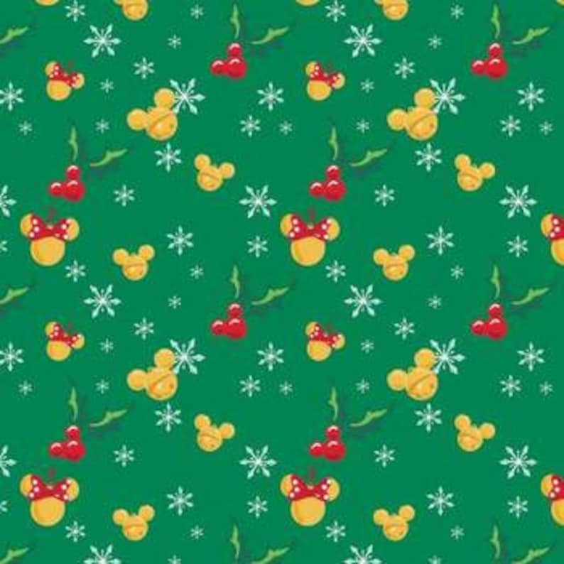 Mickey Mouse Christmas Fabric by the Yard Jingle Bell Mice Etsy