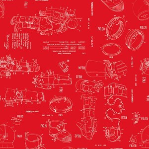 May include: A red and white vintage patent illustration of a spacesuit design. The patent is for a "Portable Life Support System" and includes multiple diagrams of the suit and its components. The patent number is 3,751,727.