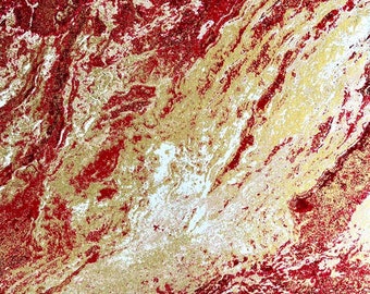 Marbled Blender Cotton Fabric by the Yard - Marblehead Glistening Christmas Red - Ro Gregg for Paintbrush Studio 120-64701