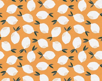 Fruit Cotton Fabric by the Yard - Fruity Lemons Orange - Maja Faber for Paintbrush Studio 120-19862