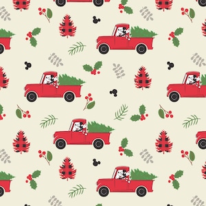 Mickey Mouse Christmas Cotton Fabric by the Yard - Character Winter Holiday IV Mickey Rustic Holiday Cream - Camelot 85271072-1