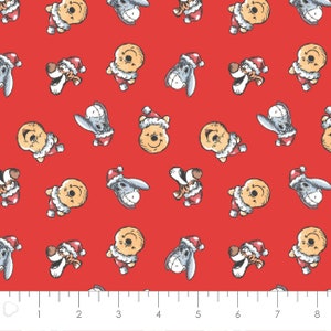 Winnie the Pooh Christmas Cotton Fabric by the Yard Santa Hat Toss Camelot 85430523-1 image 2