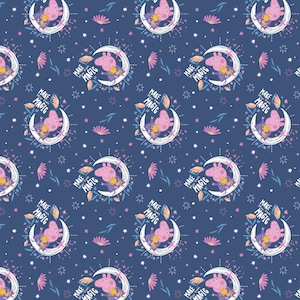 Peppa Pig Cotton Fabric by the Yard - Peppa Moon Magic Navy - Camelot 95220102-2