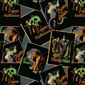Disney Villain Cotton Fabric by the Yard - Character Halloween Villains - Camelot 85130601-1
