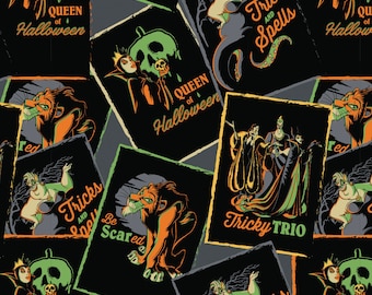 Disney Villain Cotton Fabric by the Yard - Character Halloween Villains - Camelot 85130601-1