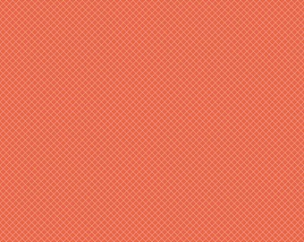 Tula Pink Cotton Fabric by the Yard - True Colors On the Grid Salmon - Free Spirit PWTP255.SALMON