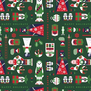 Christmas 100% Cotton Fabric By the Yard Printed in USA Cotton Sateen -  Cotton CTN1954
