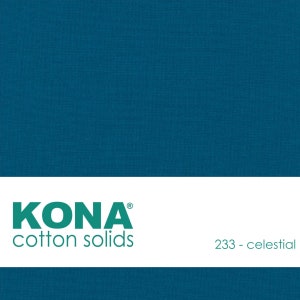 May include: KONA cotton solids fabric swatch in the color 233 - celestial, a deep teal blue.