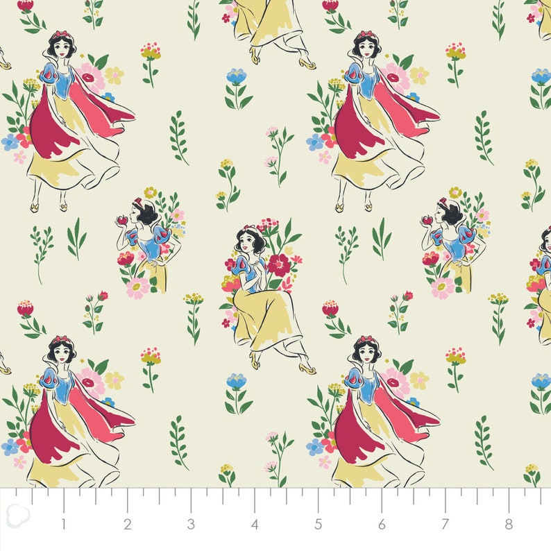 Snow White Cotton Fabric by the Yard Snow White Meadow Cream - Etsy