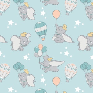 Dumbo Cotton Fabric by the Yard - Disney Dumbo My Little Circus Light Blue - Camelot 85160301-2