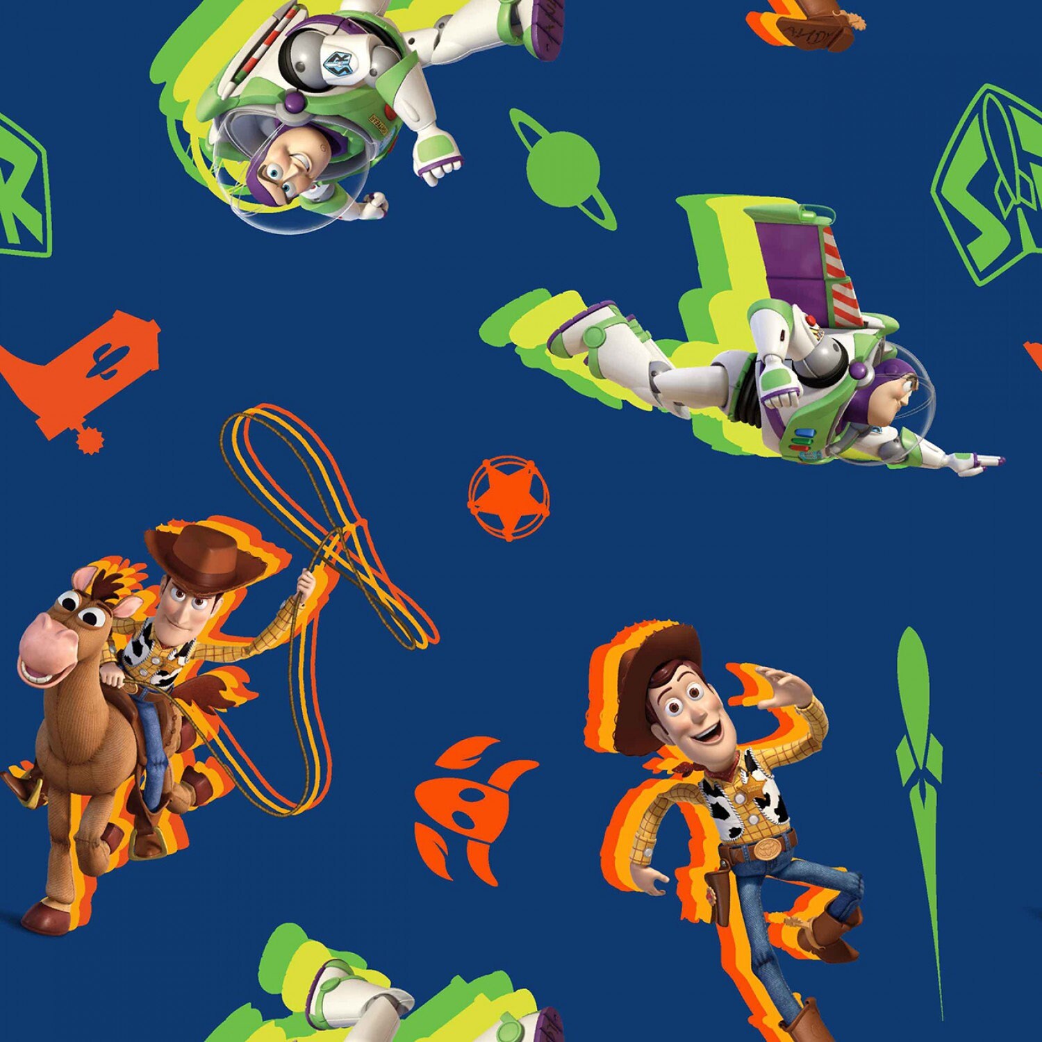 Toy Story Cotton Fabric by the Yard Buzz & Woody Tossed Etsy