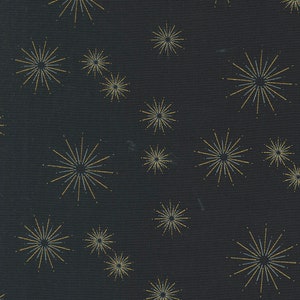 Zen Chic Modern Cotton Fabric by the Yard - Shimmer Stars Ebony Metallic - Zen Chic for Moda 1844-15M