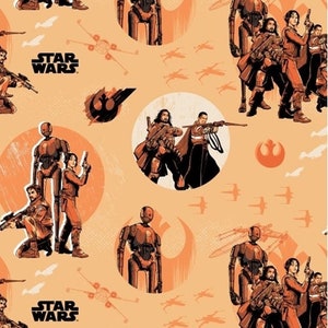 Star Wars Fabric by the Yard - Rogue One Rebels Light Orange - Camelot 7370101-03 LIGHT ORANGE