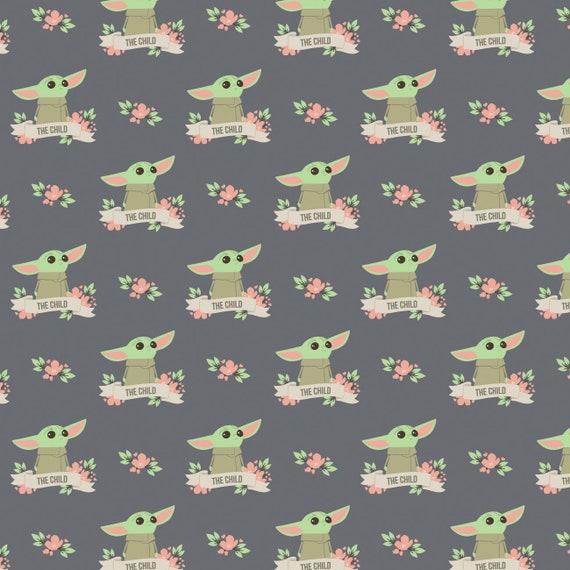 Star Wars Cotton Fabric by the Yard The Mandalorian III Child Floral  Banner Charcoal Camelot 73800299-1