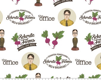 The Office Fabric by the Yard - Dwight Bobble, Schrute Farms, Beets - Camelot 96090109-1