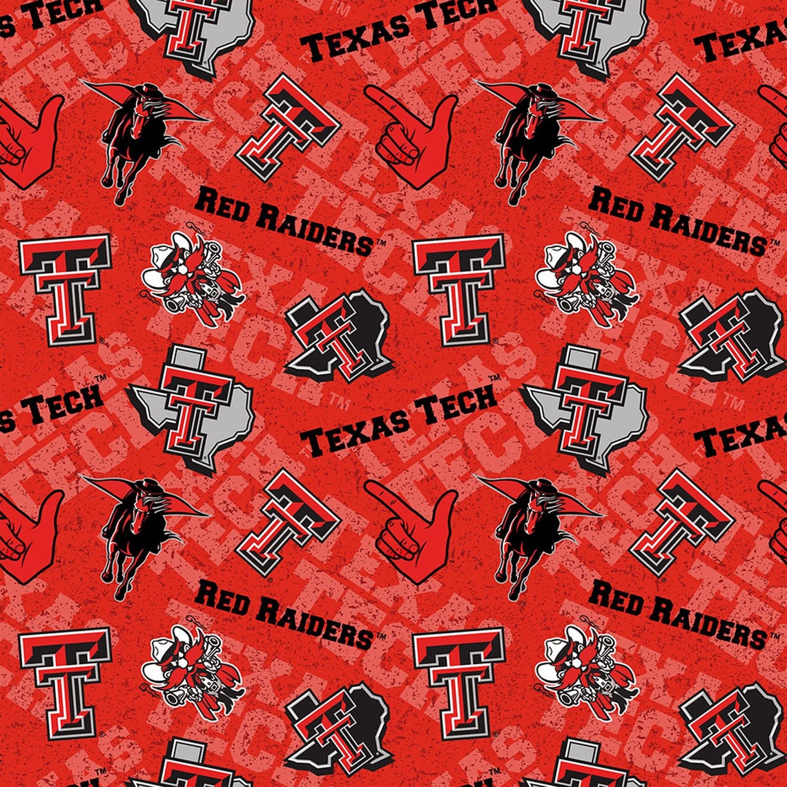 Texas Tech University Fabric by the Yard Tone on Tone 1178 Etsy
