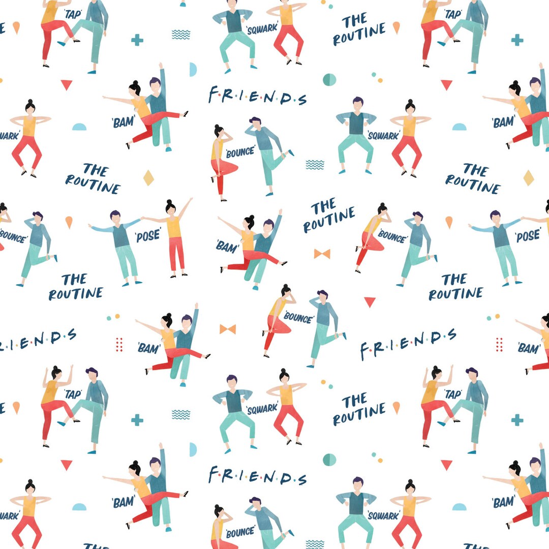 FRIENDS TV Show Cotton Fabric by the Yard - Friends the Routine White ...
