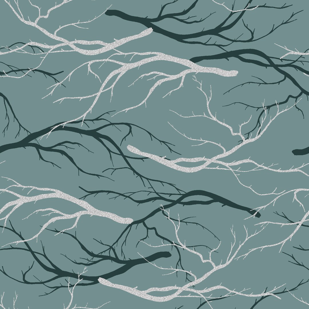 Tree Cotton Fabric by the Yard Magic of Yosemite Dense Forest Teal