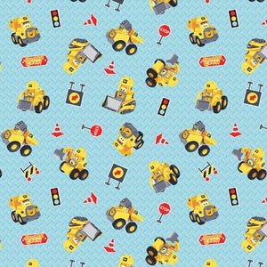 CAT Junior Crew Cotton Fabric by the Yard - CAT Junior Crew Toys Aqua - Riley Blake C11472-AQUA