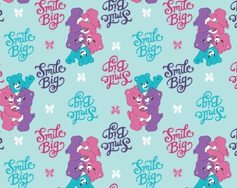 Care Bears Fabric by the Yard - Sparkle and Shine Smiles Blue - Camelot 44010305-2