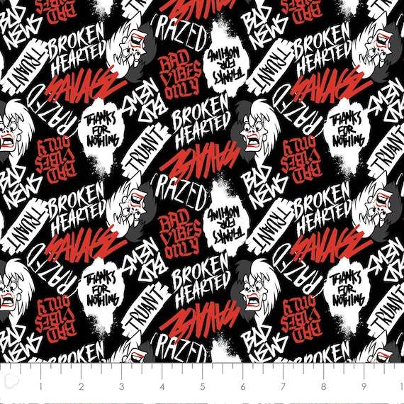 Cruella De Vil Cotton Fabric by the Yard - Disney 101