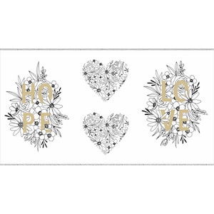Gilded Floral Cotton Fabric Panel - Gilded Metallic Panel Paper Gold - Alli K for Moda 11537-11M