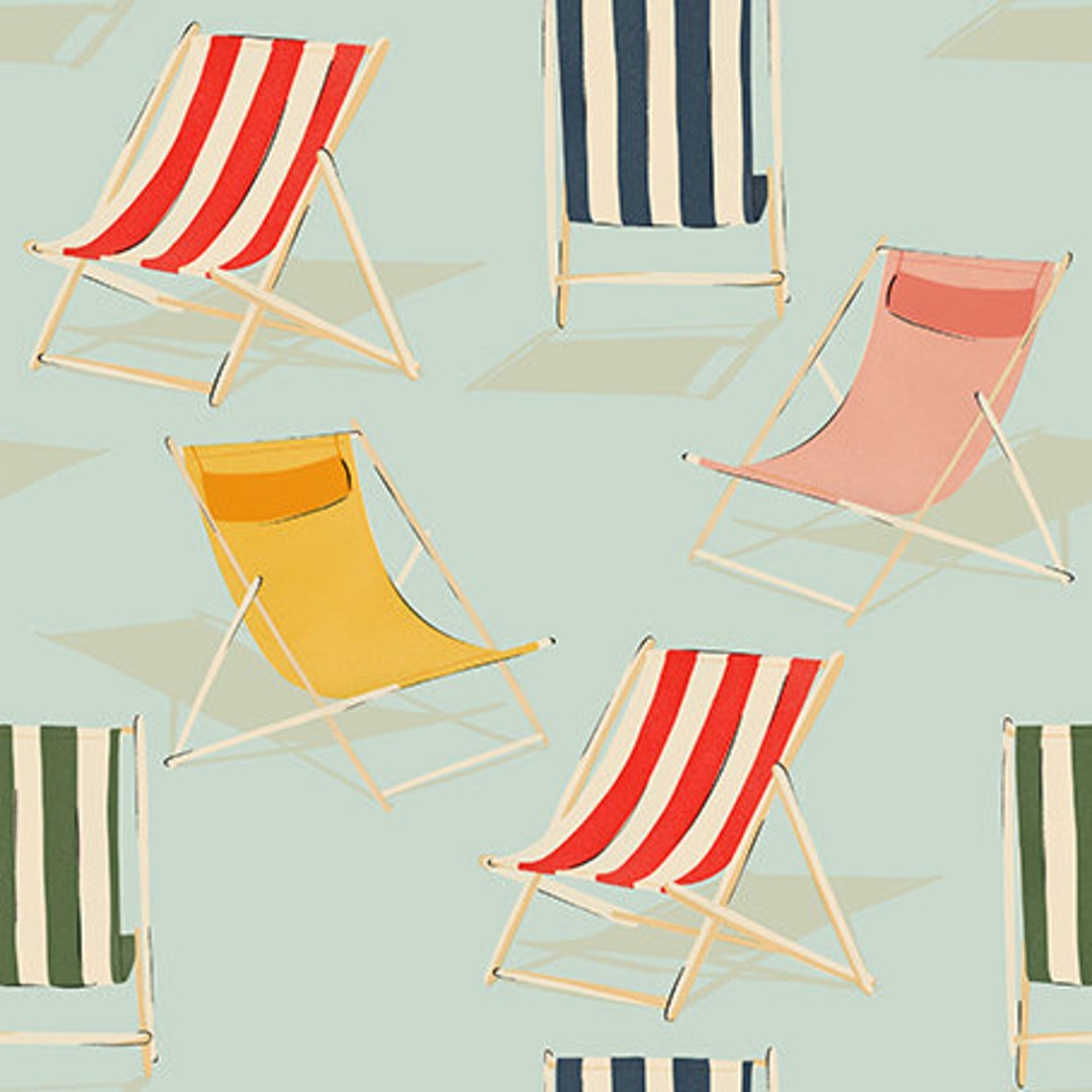 Beach Cotton Fabric by the Yard Beach Day Relax Mint MK Surface for