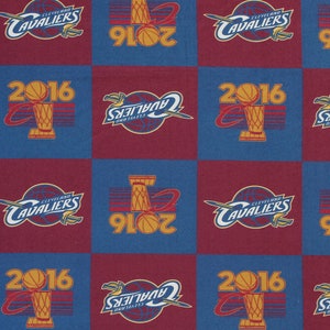 Cleveland Cavaliers Fabric by the Yard - Blue and Maroon Checkered 2016 Championship