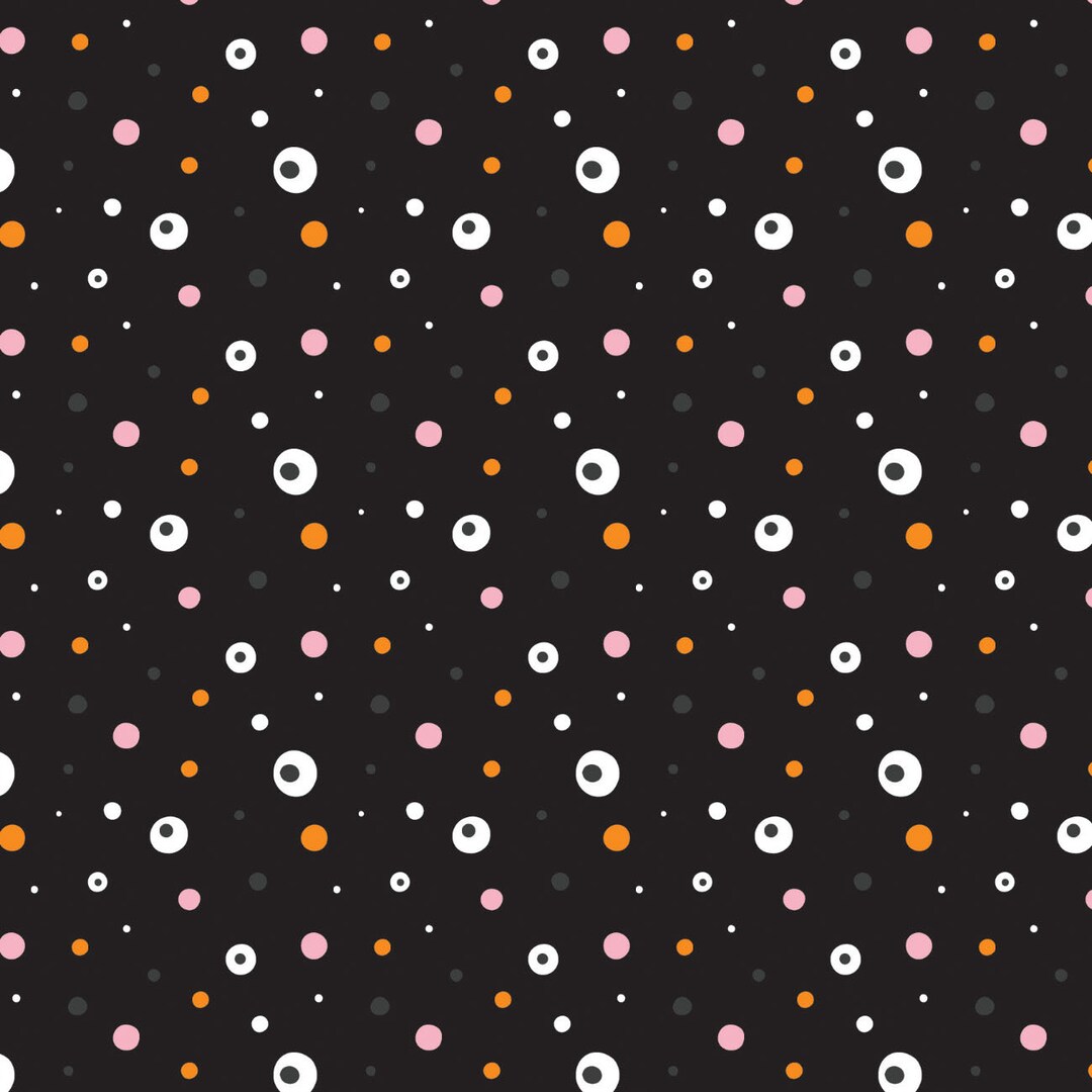 Eyeball Cotton Fabric by the Yard Halloween Hey Boo Eyes on You Black