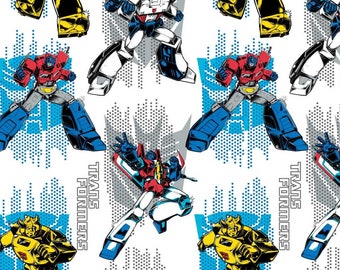 Transformers Cotton Fabric by the Yard - Transformers Logos White - Camelot 95020007WM