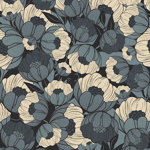 Floral Cotton Fabric by the Yard - Scout Lake Wild Flora Water - Cotton + Steel AC401-WA2