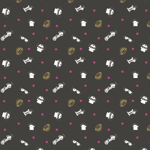 Monopoly Fabric by the Yard - Monopoly Game Tokens Black - Camelot 95070211-2