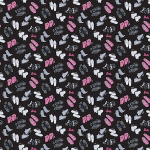 Barbie Cotton Fabric by the Yard - Barbie Girl Shoes Black - Riley Blake C12991-BLACK